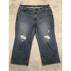 Old Navy Jeans Women's 26 (48x30) Curvy Sky Hi Wide Leg Distressed Blue